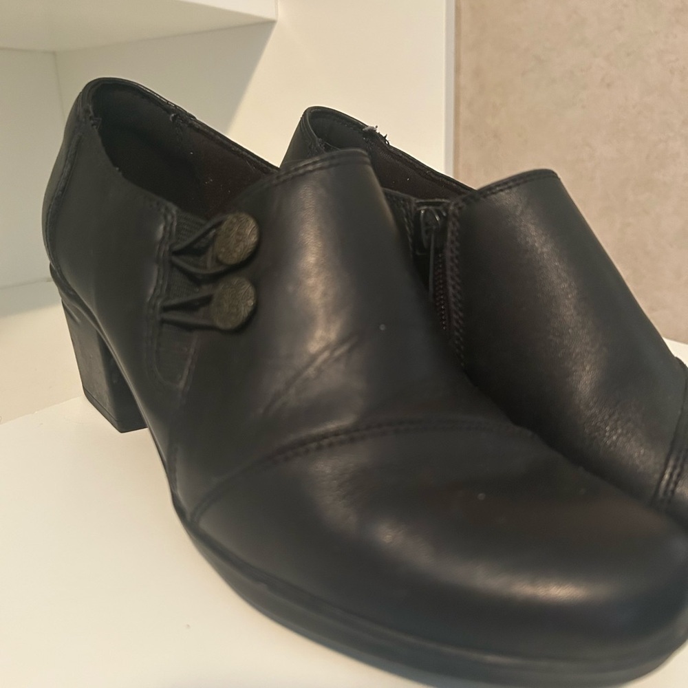 Clara Clark Black Leather Heeled Boots